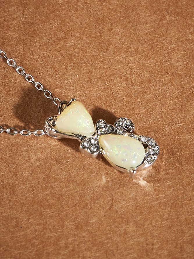 Silber Normal Opal Mondstein Katzenmuster Pendant Halskette jeden Tag Vielseitig Schmuck