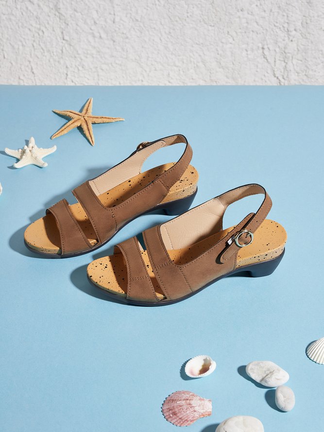 Unifarben Retro Lässig Sandalen mit klobigem Absatz