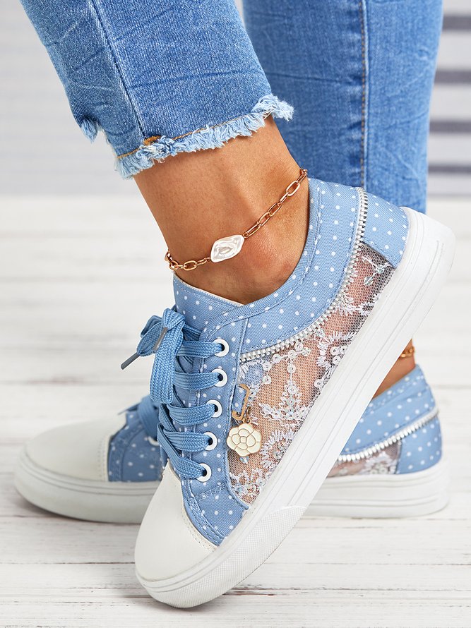 Denimblau Spitzennähte Personalisiert Segeltuch Schuhe
