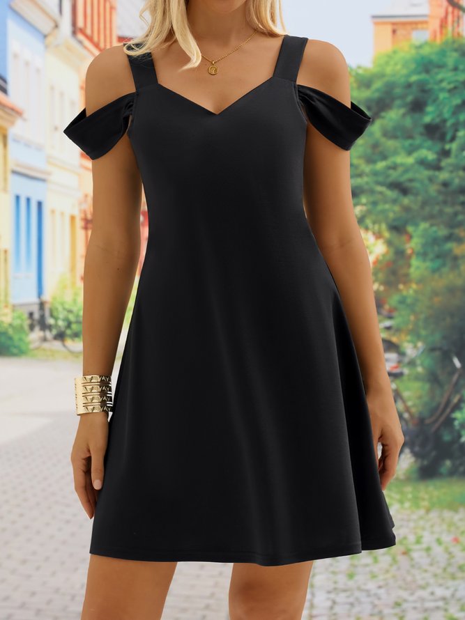 Urban Regelmäßige Passform Karree-Ausschnitt Gestrickt Kleid