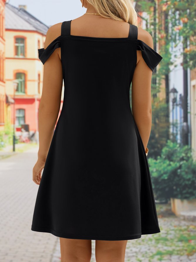 Urban Regelmäßige Passform Karree-Ausschnitt Gestrickt Kleid
