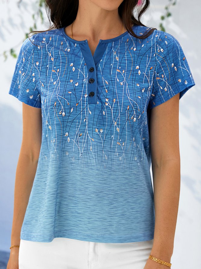Lässig Geblümt Gestrickt Bluse