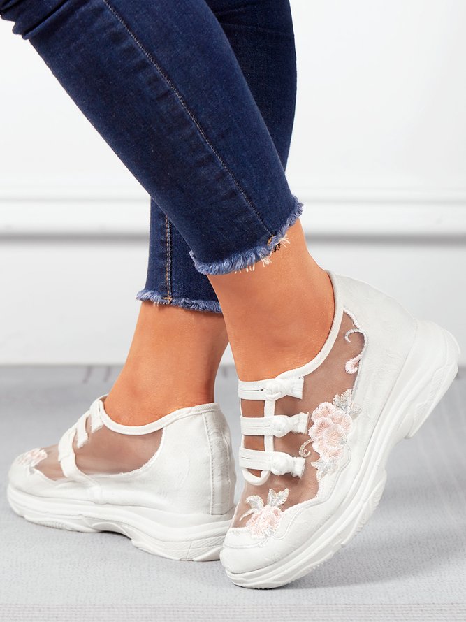Atmungsaktiv Mesh Geblümt Stickerei Lässig Schuhe