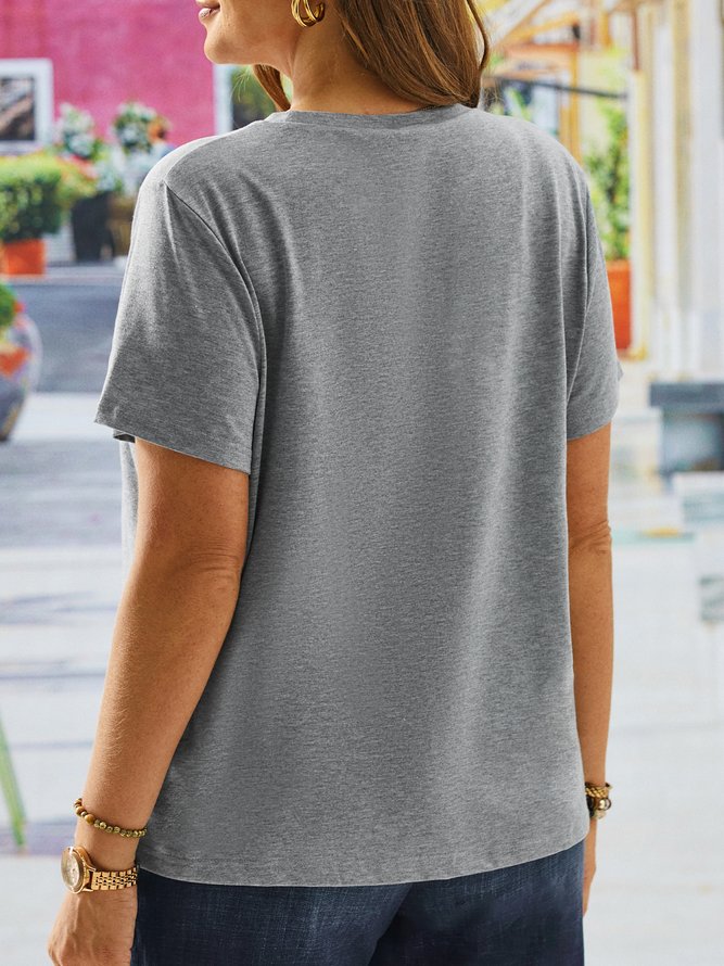 Große Größen Lässig Rundhals Kurzarm Weit Textbriefe T-Shirt