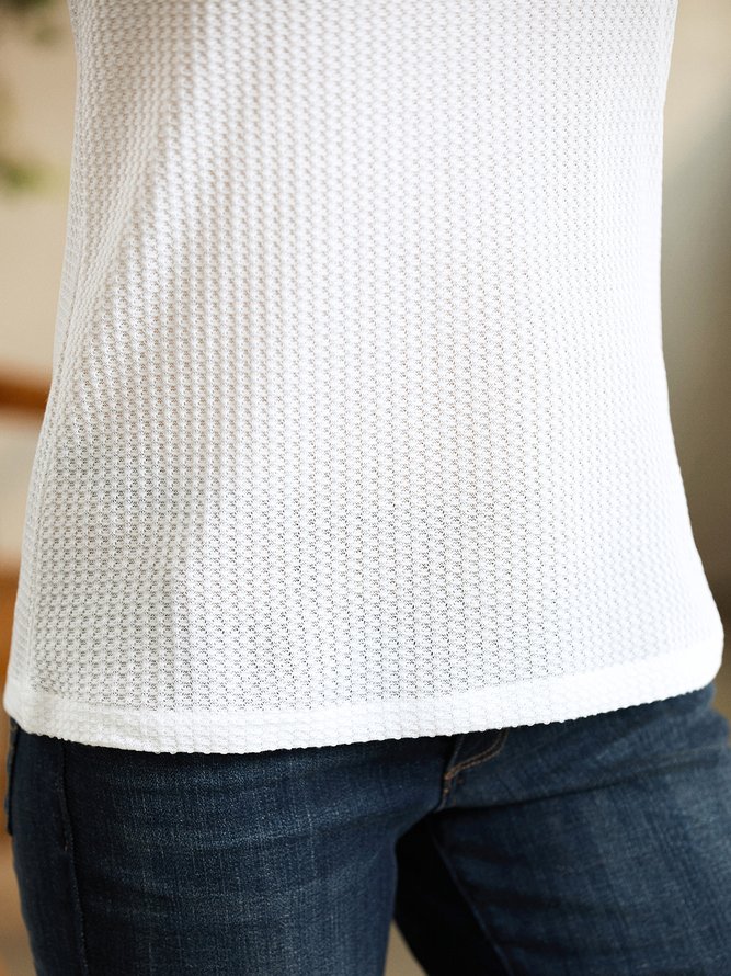 V-Ausschnitt Schnalle Polyester Baumwolle Lässig Bluse