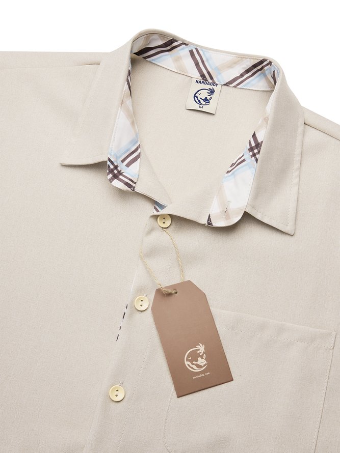 Kariert Patchwork Kurzarm Lässig Bluse