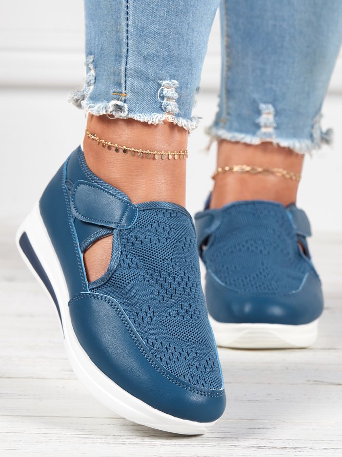 Atmungsaktiv Hohl Stoff Mesh Klettverschluss Tragbar Gehen Schuhe