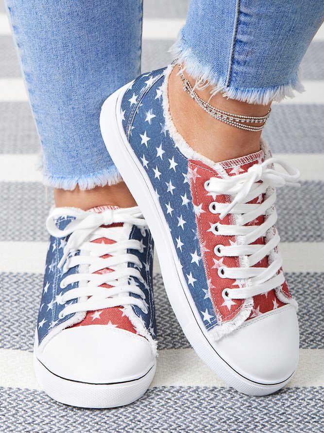 amerikanisch Tag der Unabhängigkeit Flagge Gedenk Segeltuch Schuhe
