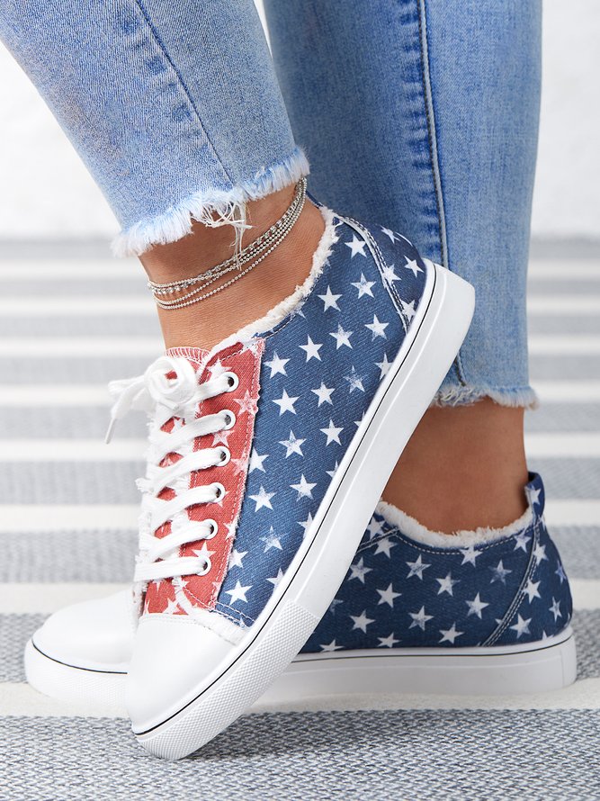 amerikanisch Tag der Unabhängigkeit Flagge Gedenk Segeltuch Schuhe
