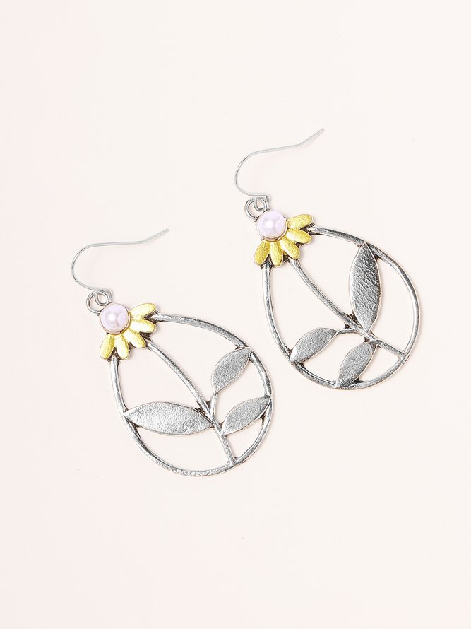 Retro Silber Geblümt Ohrringe Bohemien Ethnisch Stil Kleid Damen Schmuck