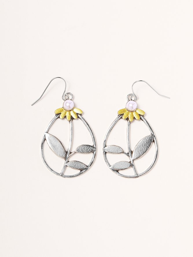 Retro Silber Geblümt Ohrringe Bohemien Ethnisch Stil Kleid Damen Schmuck