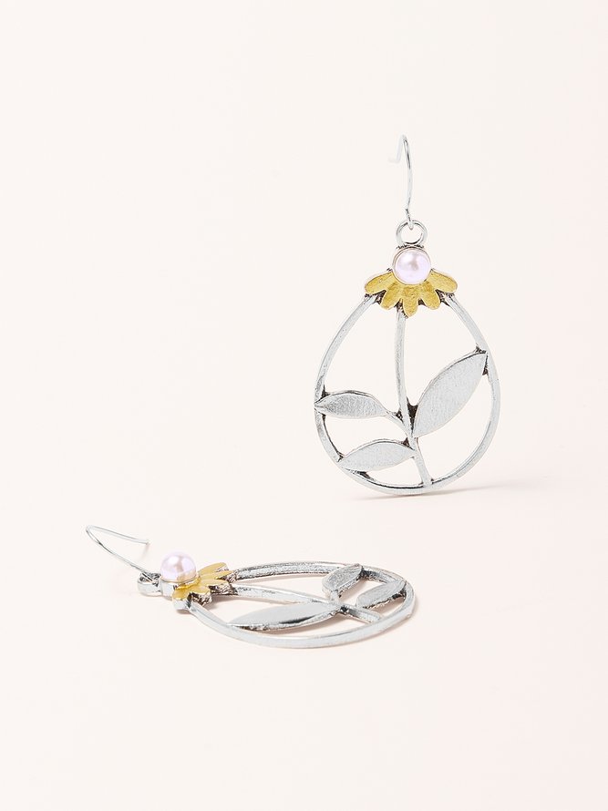 Retro Silber Geblümt Ohrringe Bohemien Ethnisch Stil Kleid Damen Schmuck