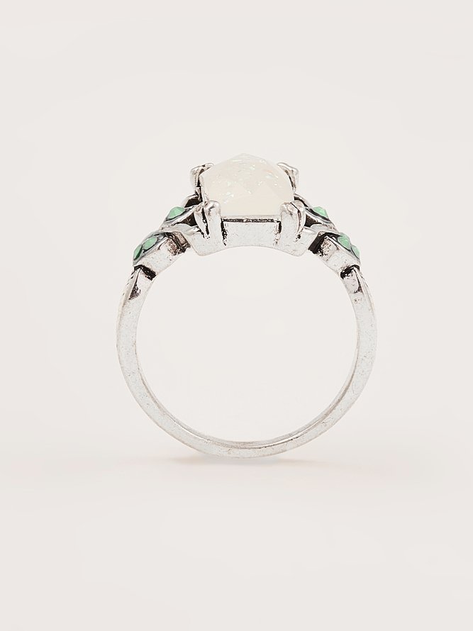 Retro Weiß Opal Alt Silber Ring