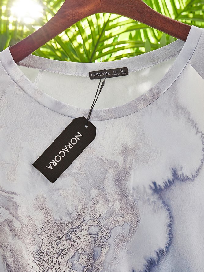 Große Größen Print Lässig Kurzarm T-Shirt