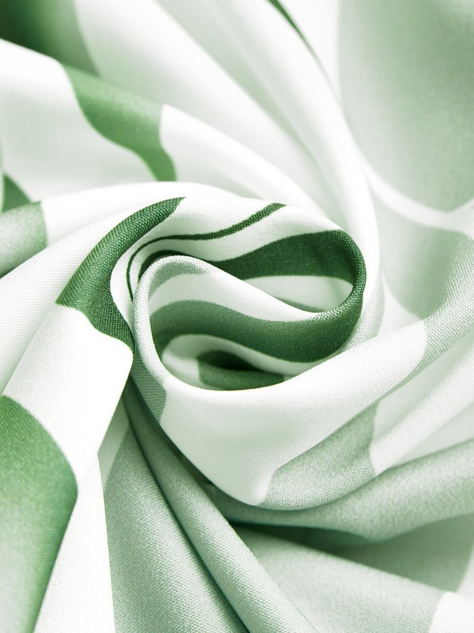 V-Ausschnitt Blätter Halbarm Große Größen Freizeitkleid