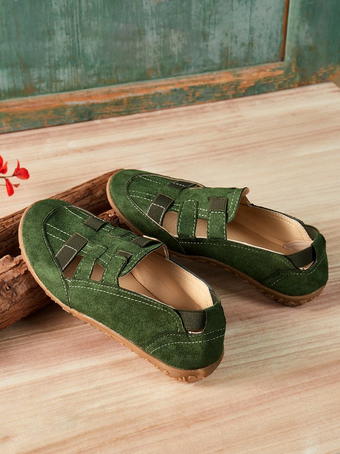 Unifarben Alle Jahreszeiten Einfach Tragbar Täglich Rund Gladiator Große Größen Kunstwildleder Slippers für Damen