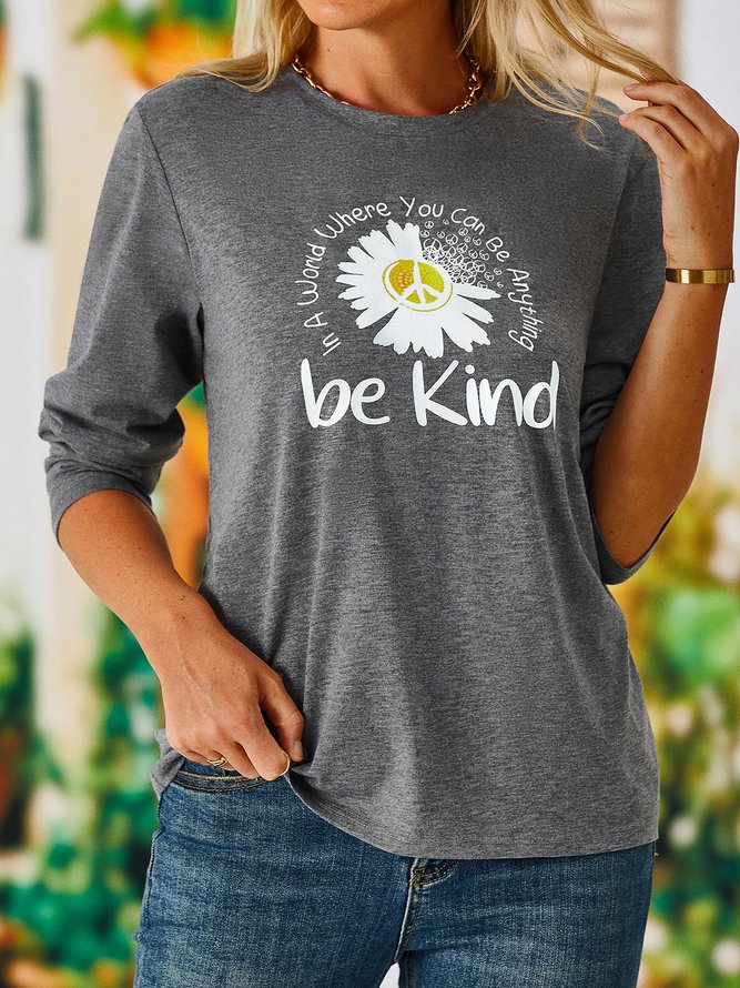 Gänseblümchen Langarm Lässig T-Bluse