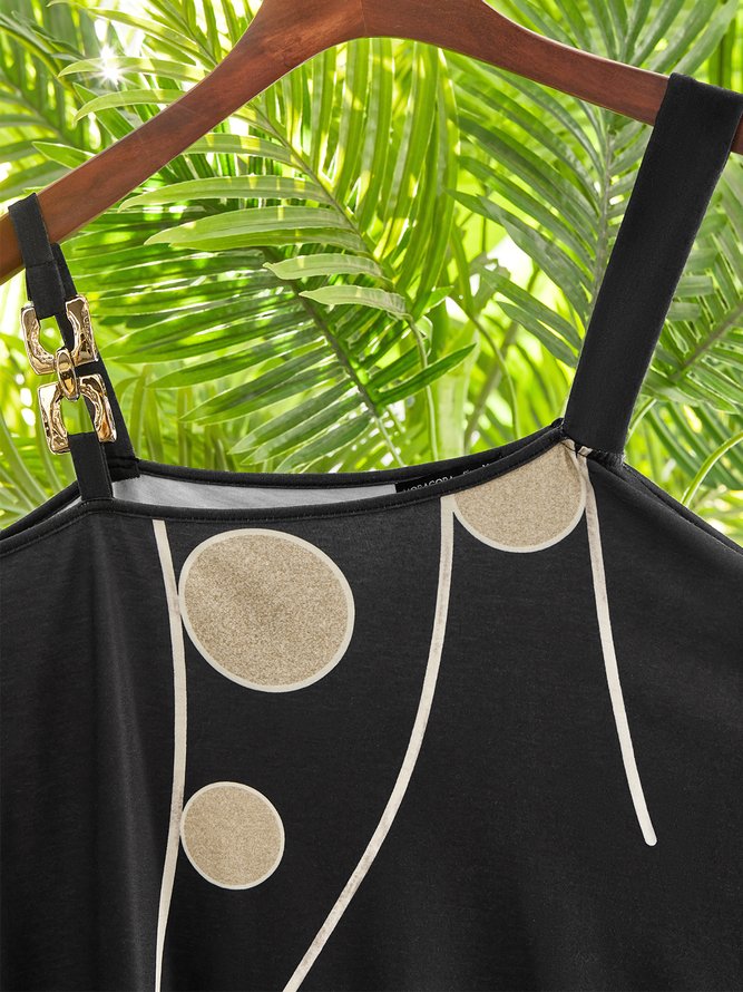 Polka Dots Kurzarm Knopf Neckholder Große Größen Lässig Blusen & Shirts