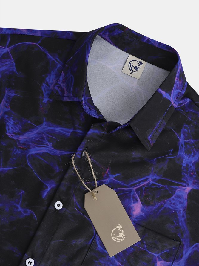Herren Flamme Print Fashion Hawaiische Revers Kurzarm Bluse