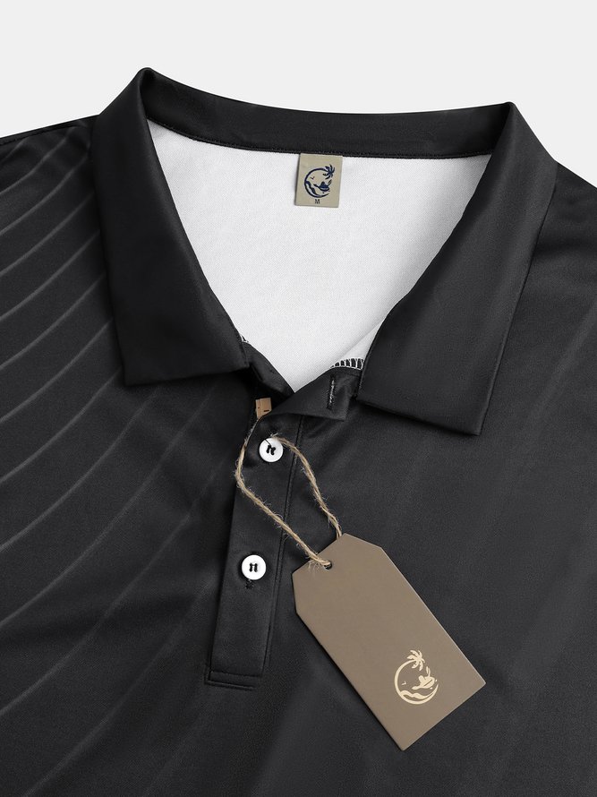 Lässig Kunst Sammlung Farbverlauf Gestreift Geometrisch Muster Revers Kurzarm Polo Print Oberteile