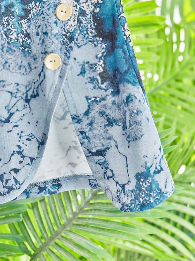 Lässig Meer Kurzarm Karree-Ausschnitt Große Größen Print Shirts & Blusen T-Shirts