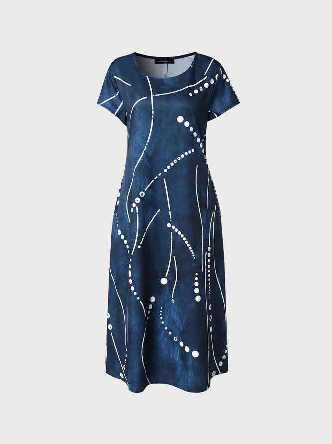 Taschen Kurzarm Gewebe Kleid
