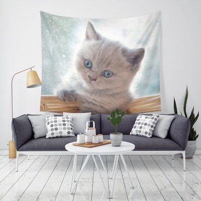 Katze Polyester Wandbehang Tapisserie Hausdekor Süß