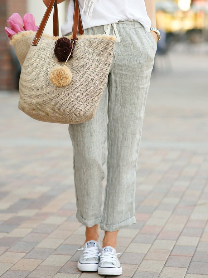 Damen Modetrend Sommer Hosen mit Taschen