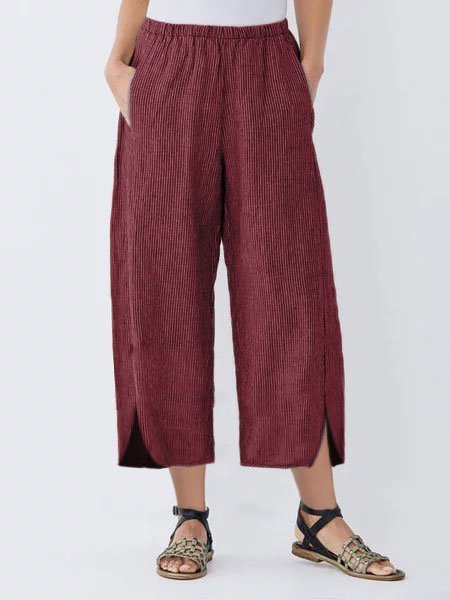 Lässige leinenhose Damen Normale Gestreifte Hosen