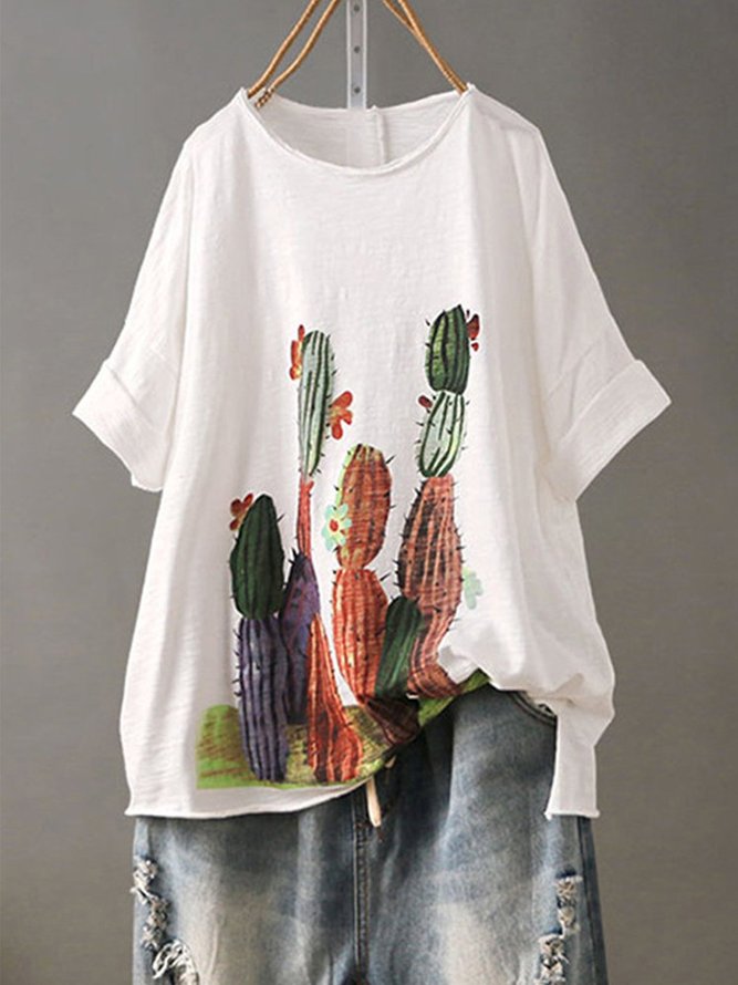 Lässig Kurzarm Rundhals Große Größen Blusen&Shirts