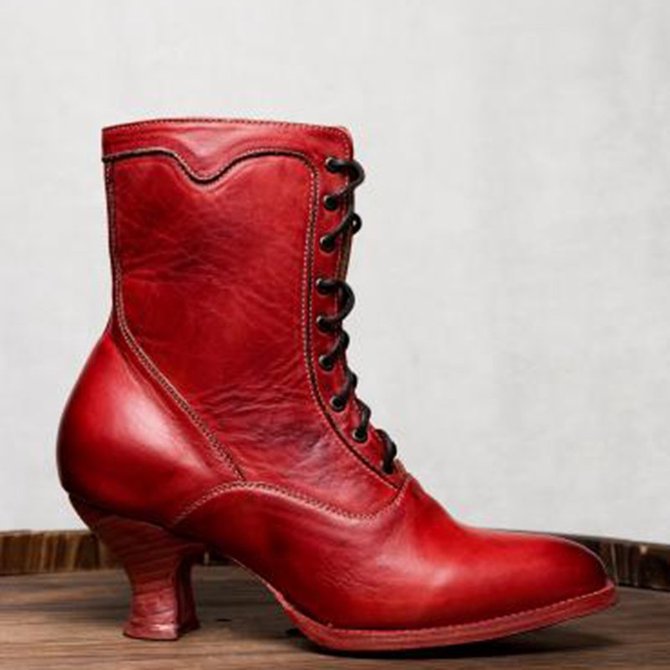 Absatz Schnürung Stiletto Stiefel Mit Und Lässiger 34A5LqRj