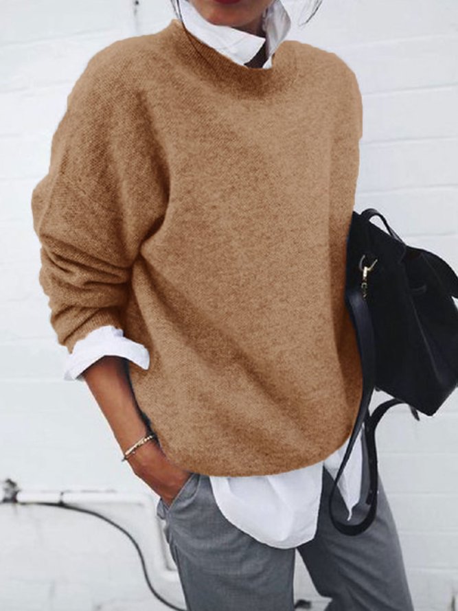 Modetalente Pullover Damen Rundhals Lässig Baumwollgemisch Pullover