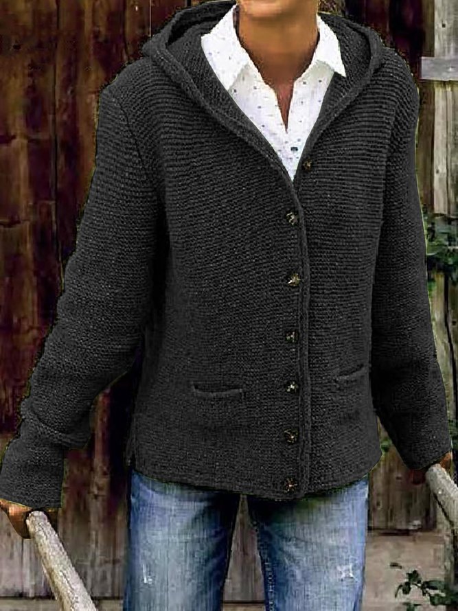 Strickjacke Pullover mit Kapuze Warm