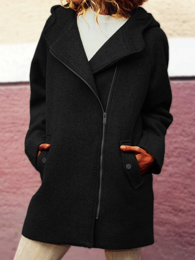 Asymmetrischer Reißverschluss Jacke mit mit Kapuze