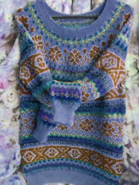 Modetalente Große Größen Gestrickt Baumwolle Böhmisch Ethnisch Pullover