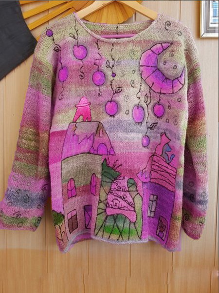 Damen Große Größen Print Pullover Lässiger Langarm Pullover
