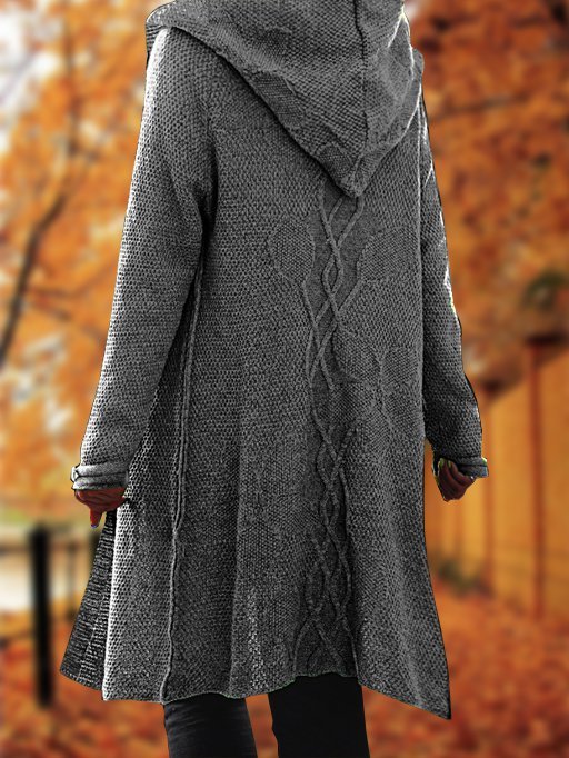 Modetalente Geblümt Mit Kapuze Strickjacke Große Größen Mantel