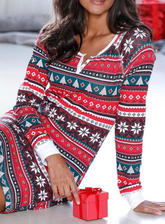 Weihnachten Langarm Kleider mit Geometrischem Muster ...