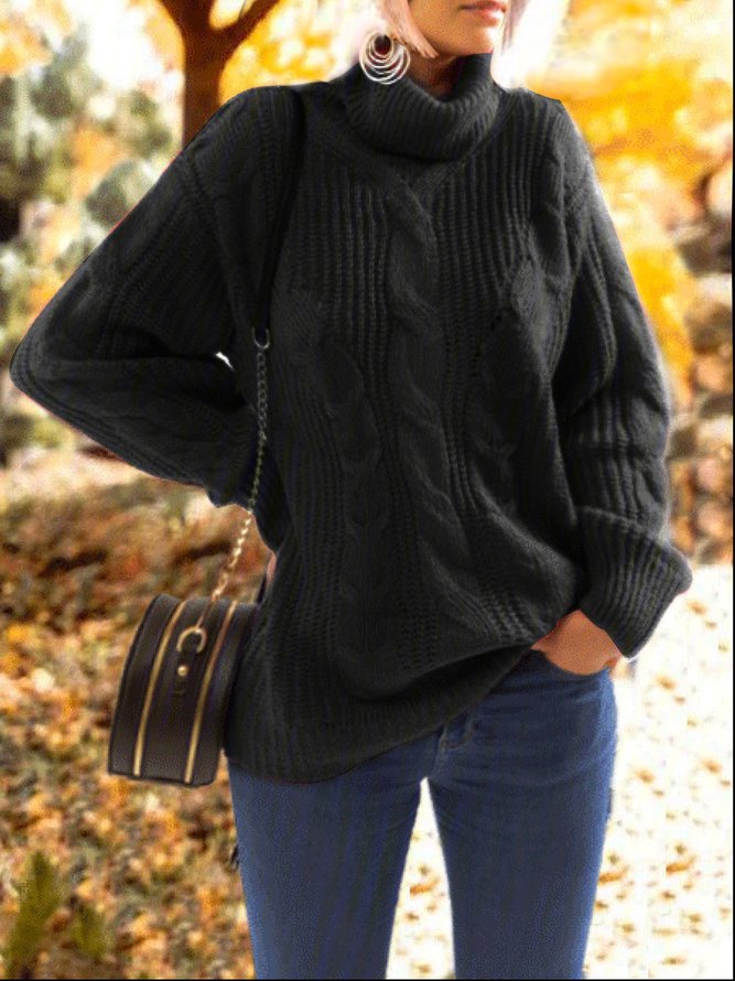 Lässig Große Größen Langarm Rollkragen Pullover