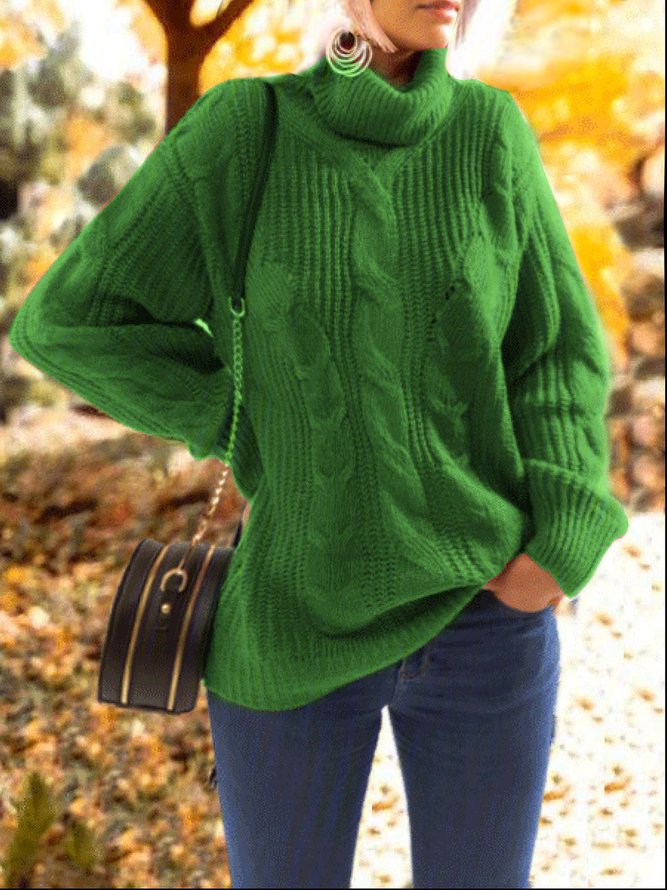 Lässig Große Größen Langarm Rollkragen Pullover