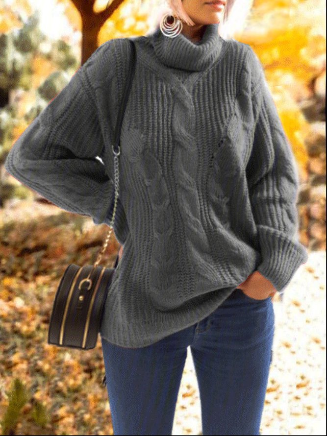 Lässig Große Größen Langarm Rollkragen Pullover