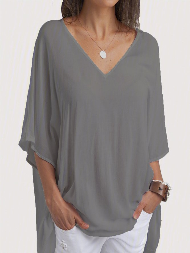 Lässige Bluse mit V-Ausschnitt