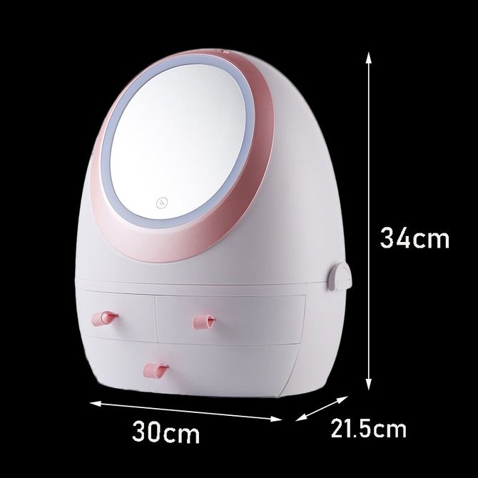 Dropshipping HD espejo de luz LED caja de almacenamiento de cosméticos