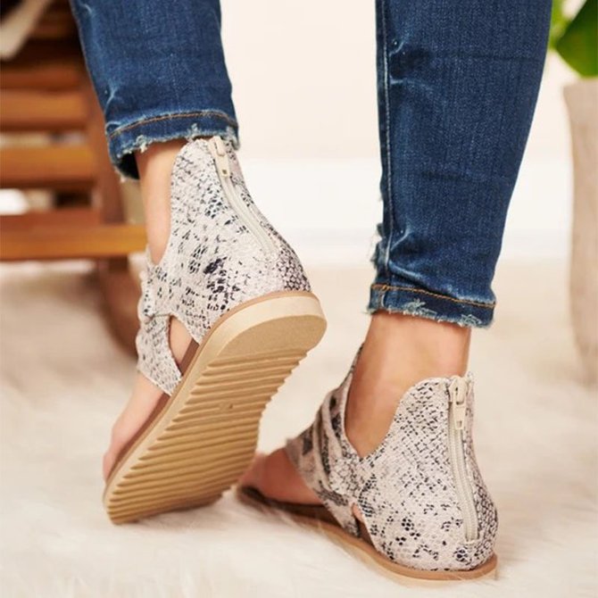 Damen Retro Sandale mit Zebra Print