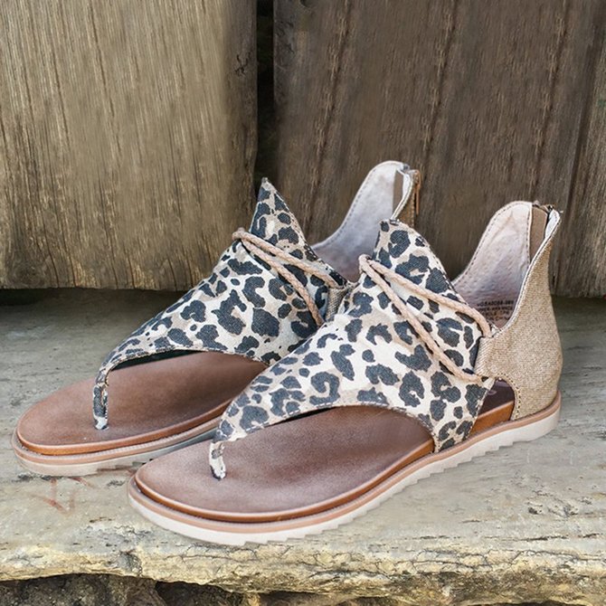 Damen Retro Sandale mit Zebra Print