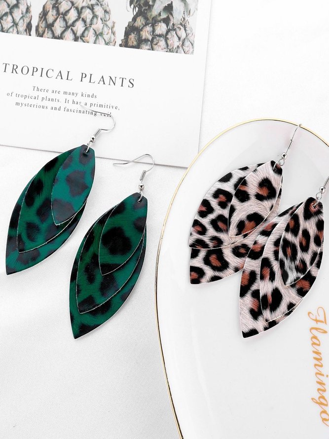 Retro Damen Leopard Print Lässig Ohrringe