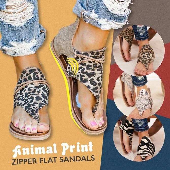 Damen Retro Sandale mit Zebra Print