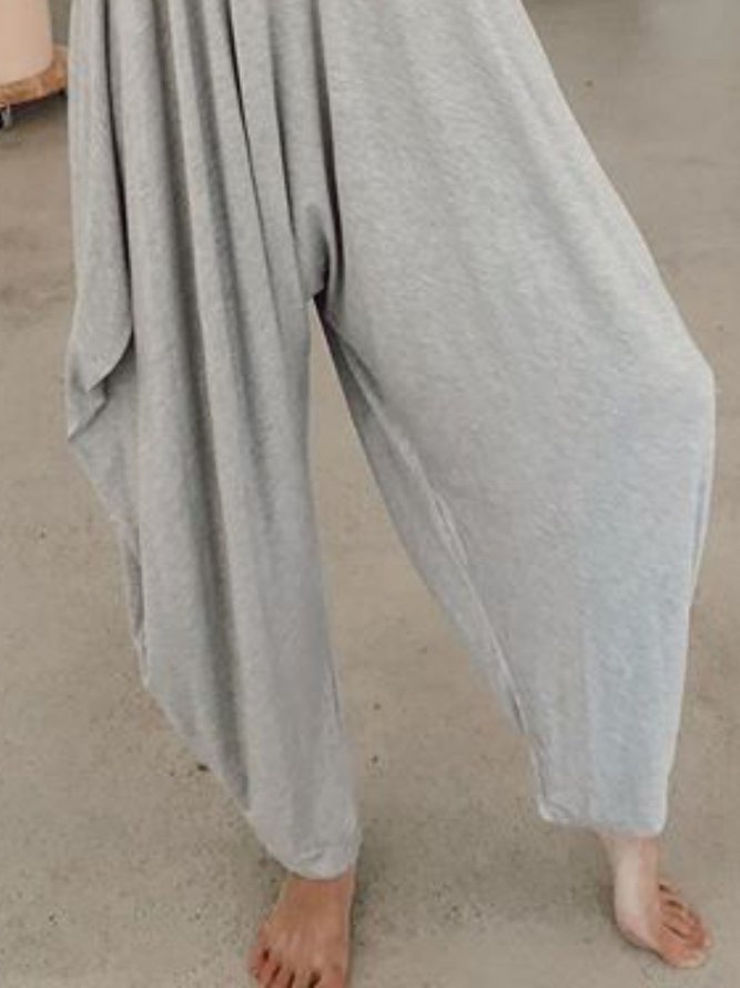 Baumwollgemischer Rundhals Jumpsuits