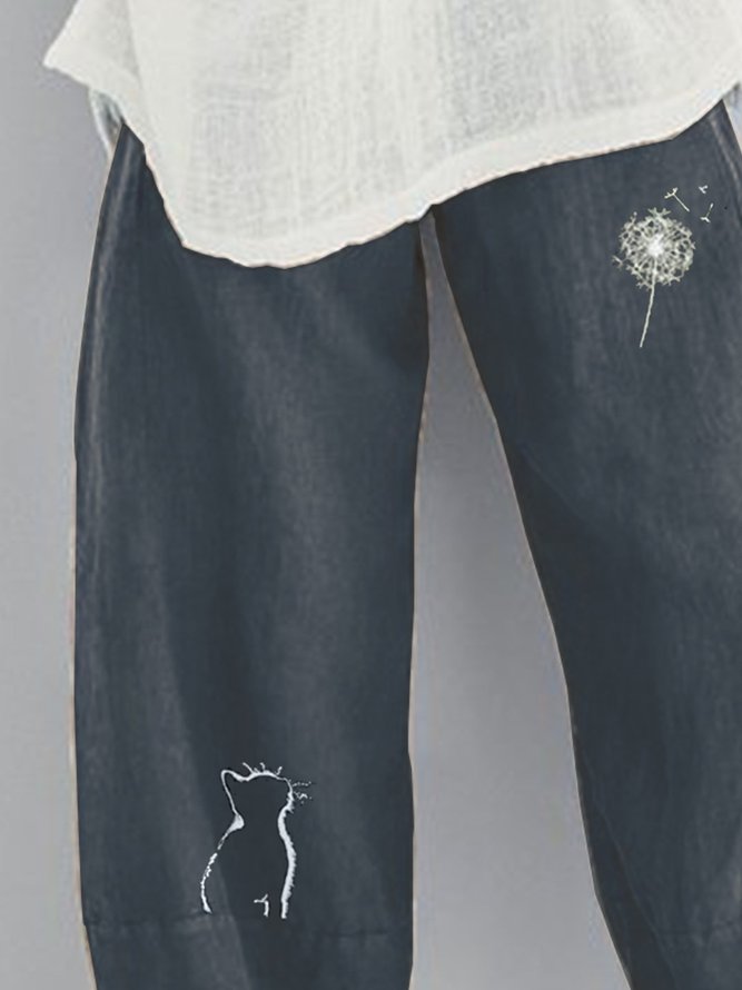 Große Größen Lässig Retro Baumwollgemisch Tier Hosen