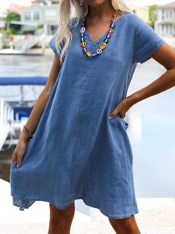 Große Größen Unifarben Minikleid Damen Sommer Kleider | modetalente